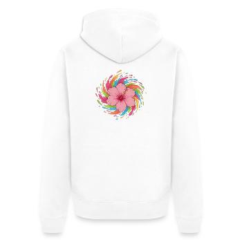 Tourbillon de couleur de l’hibiscus - Veste à capuche bio Premium Unisexe - blanc - Dos - Thijin (182cm)