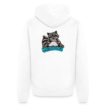 Süßer Waschbär Bauch Cartoon Tier Motiv - Unisex Premium Bio Zip Hoodie - Weiß - Hinten - Thijin (182cm)