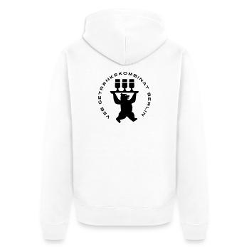 VEB Getränkekombinat Berlin - Unisex Premium Bio Zip Hoodie - Weiß - Hinten - Thijin (182cm)
