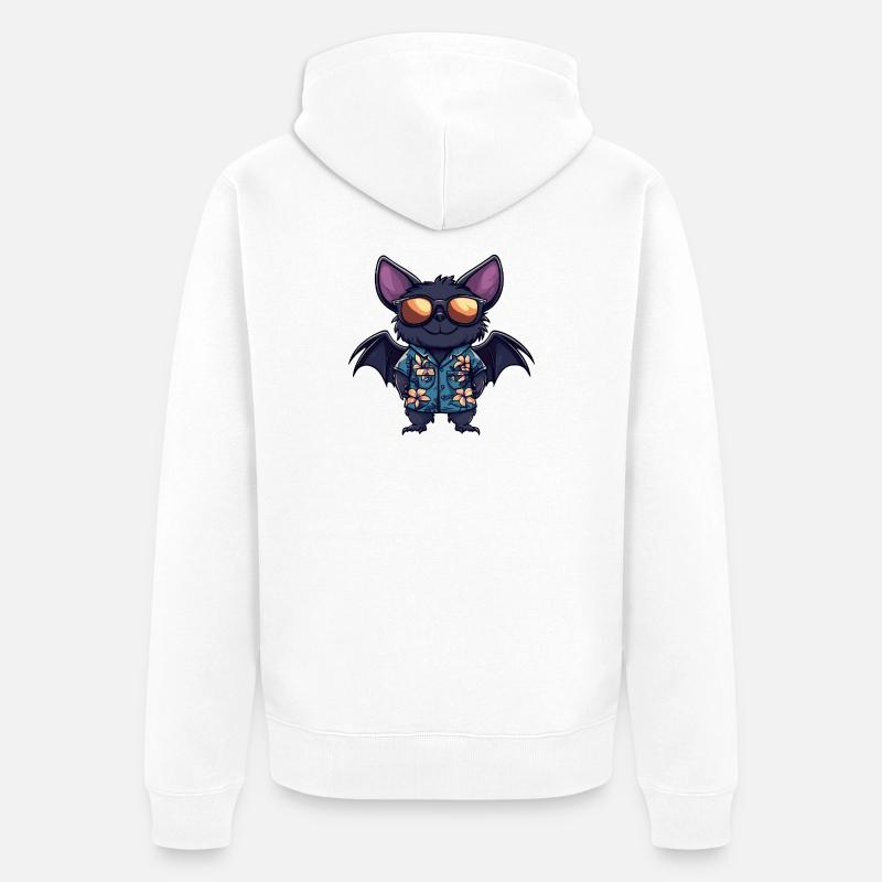 Fledermaus Comic Urlaub - Unisex Premium Bio Zip Hoodie - Weiß