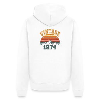 Vintage 1974 Retro Mountain Geburtstag 1974 - Unisex Premium Bio Zip Hoodie - Weiß - Hinten - Thijin (182cm)