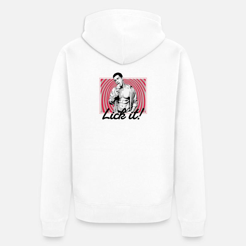 Retro Pop Art: Eiscreme Pose - Unisex Premium Bio Zip Hoodie - Weiß