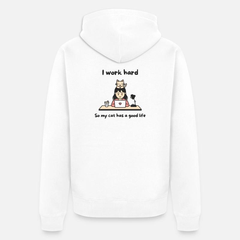 Bourreau de Chat Agité - Veste à capuche bio Premium Unisexe - blanc