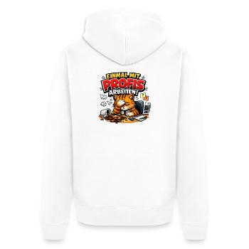 Einmal Mit Profis Arbeiten Sprüche Beruf - Unisex Premium Bio Zip Hoodie - Weiß - Hinten - Thijin (182cm)