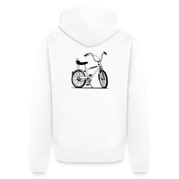 Retro-Motorrad - Unisex Premium Bio Zip Hoodie - Weiß - Hinten - Thijin (182cm)