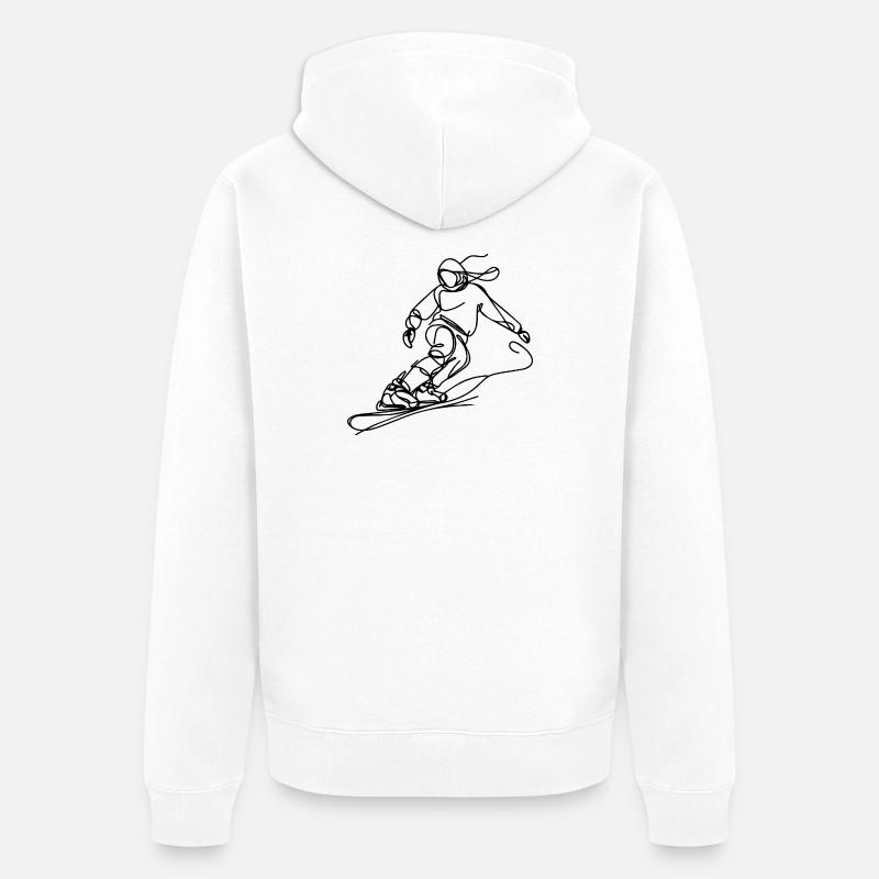 Dessin de snowboardeur - Veste à capuche bio Premium Unisexe - blanc