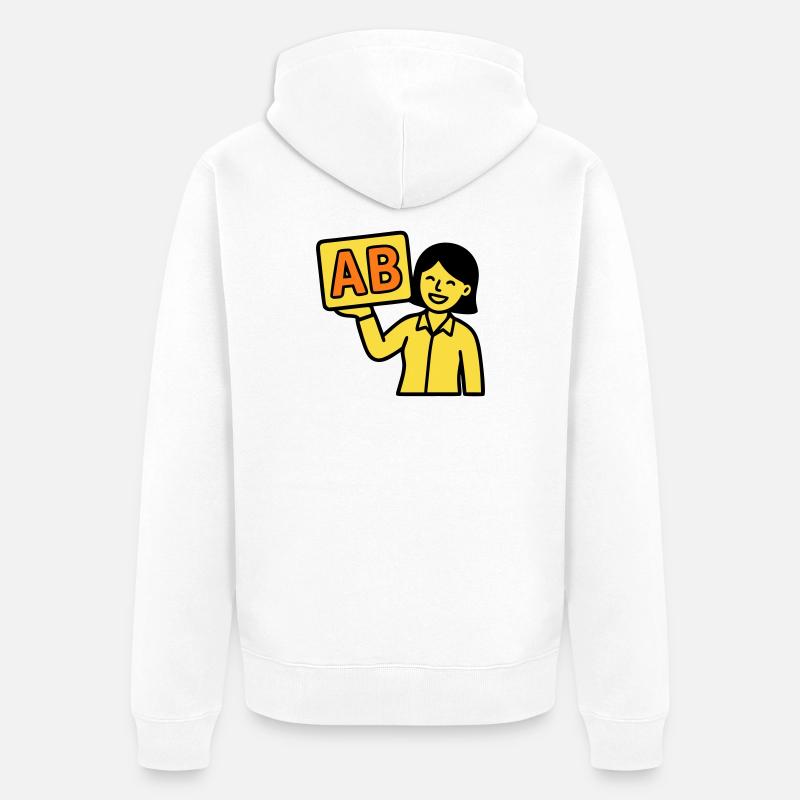 Teacher Elementary School ABC Vector - Unisex Premium Organic Zip Hoodie - white