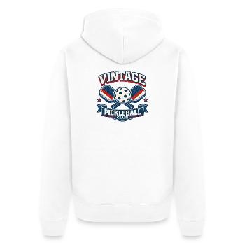 Vintage Pickleball Club Grafik - Unisex Premium Bio Zip Hoodie - Weiß - Hinten - Thijin (182cm)