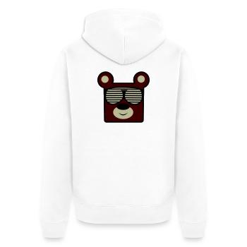 Bear with retro sunglasses - Unisex Premium Organic Zip Hoodie - white - Back - Thijin (182cm)