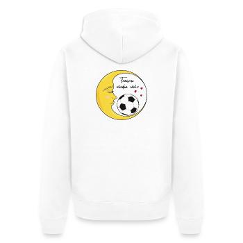 Mond mit Fußball - Unisex Premium Bio Zip Hoodie - Weiß - Hinten - Thijin (182cm)