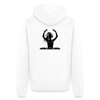 DJ Festival Party Girl - Unisex Premium Bio Zip Hoodie - Weiß - Hinten - Thijin (182cm)