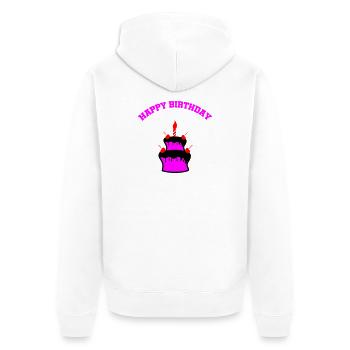 Neon Birthday Cake Sticker - Unisex Premium Organic Zip Hoodie - white - Back - Thijin (182cm)