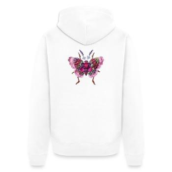Florale Schmetterling Rosa Hortensie Lavendel - Unisex Premium Bio Zip Hoodie - Weiß - Hinten - Thijin (182cm)