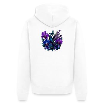Colibri dans le royaume des orchidées - Veste à capuche bio Premium Unisexe - blanc - Dos - Thijin (182cm)