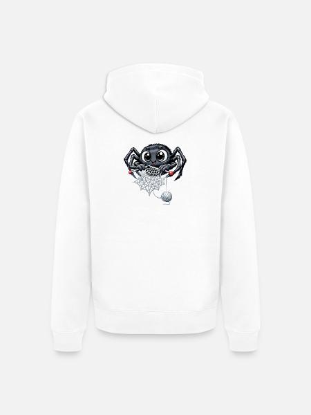 Knitting Spider - Unisex Premium Organic Zip Hoodie - white