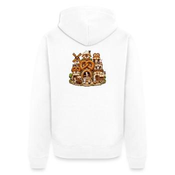 Märchenhafte Bäckerwelt mit Brezeln - Unisex Premium Bio Zip Hoodie - Weiß - Hinten - Thijin (182cm)