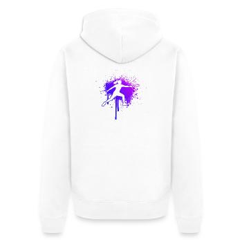 Disc Golf Geschenkidee für eine Scheibensportlerin - Unisex Premium Bio Zip Hoodie - Weiß - Hinten - Thijin (182cm)