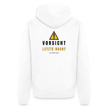 Vorsicht Letzte Nacht Freier Mann - Unisex Premium Bio Zip Hoodie - Weiß - Hinten - Thijin (182cm)