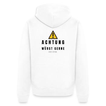 Achtung Jiu Jitsu Warnzeichen - Unisex Premium Bio Zip Hoodie - Weiß - Hinten - Thijin (182cm)