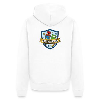 Erstklässler Schulstart Shield - Unisex Premium Bio Zip Hoodie - Weiß - Hinten - Thijin (182cm)