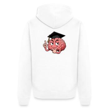 Gehirn mit Abschlusskappe - Unisex Premium Bio Zip Hoodie - Weiß - Hinten - Thijin (182cm)