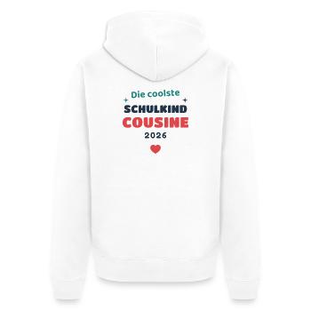Einschulung 2026 Cousine - Schulkind Geschenk Schu - Unisex Premium Bio Zip Hoodie - Weiß - Hinten - Thijin (182cm)