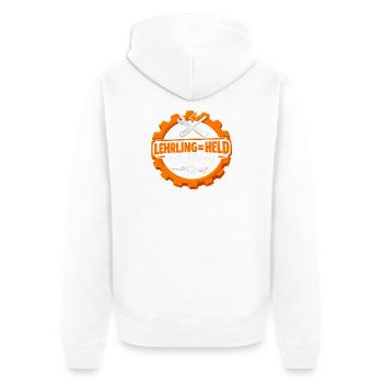 Lehrlinge sind Helden in Ausbildung - Unisex Premium Bio Zip Hoodie - Weiß - Hinten - Thijin (182cm)