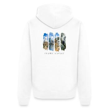 Elfenbeinküste Travel – Afrika Stadt & Kultur - Unisex Premium Bio Zip Hoodie - Weiß - Hinten - Thijin (182cm)