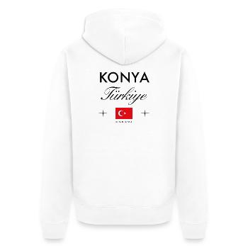 Konya Turkey Coordinates Travel Souvenir - Unisex Premium Organic Zip Hoodie - white - Back - Thijin (182cm)