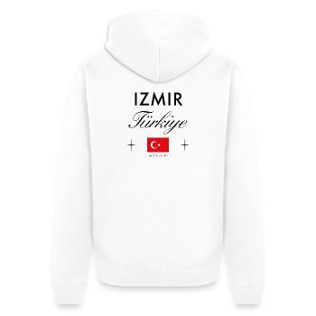 Izmir Turkei Koordinaten Reise Souvenir - Unisex Premium Bio Zip Hoodie - Weiß - Hinten - Thijin (182cm)