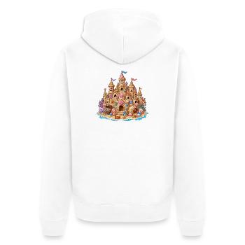 Küsten-Sandcastle Muscheln - Unisex Premium Bio Zip Hoodie - Weiß - Hinten - Thijin (182cm)
