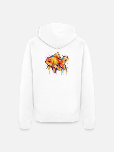 Bunter Goldfisch im Graffiti Style - Unisex Premium Bio Zip Hoodie - Weiß