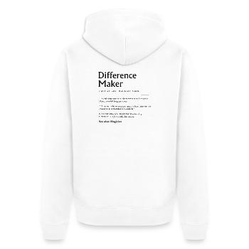 Difference Maker Lehrer-Geschenkschule - Unisex Premium Bio Zip Hoodie - Weiß - Hinten - Thijin (182cm)