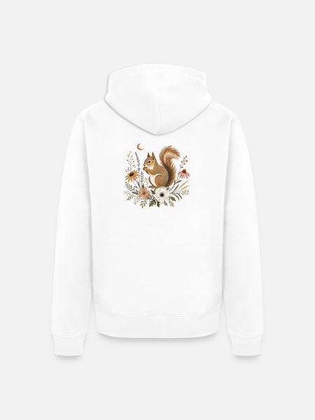 Eichhörnchen Floral - Unisex Premium Bio Zip Hoodie - Weiß