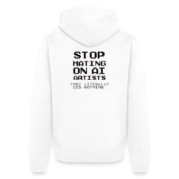 Stoppt KI-Künstler! Anti-KI-Kunst - Unisex Premium Bio Zip Hoodie - Weiß - Hinten - Thijin (182cm)