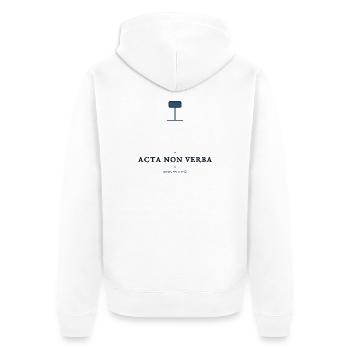 Acta Non Verba – Taten, keine Worte Lateinisches Zitat - Unisex Premium Bio Zip Hoodie - Weiß - Hinten - Thijin (182cm)
