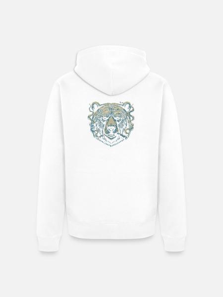 Porträt der Bären-Zigarre - Unisex Premium Bio Zip Hoodie - Weiß