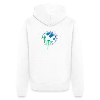 Geschenkidee für eine Breakdancerin mit Breakdance - Unisex Premium Bio Zip Hoodie - Weiß - Hinten - Thijin (182cm)