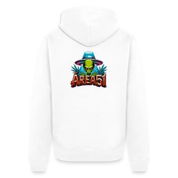 Alien Area51 Retro-Graffiti - Unisex Premium Bio Zip Hoodie - Weiß - Hinten - Thijin (182cm)
