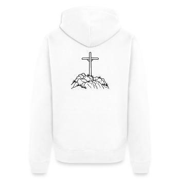 Gipfelkreuz – Berge Wandern Gipfel - Unisex Premium Bio Zip Hoodie - Weiß - Hinten - Thijin (182cm)