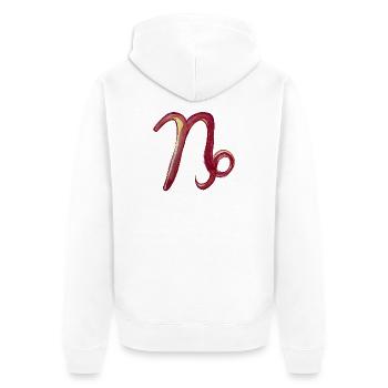 Crimson Letter N Aquarell - Unisex Premium Bio Zip Hoodie - Weiß - Hinten - Thijin (182cm)