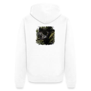 Dschungelpanther mit Goldaugen - Unisex Premium Bio Zip Hoodie - Weiß - Hinten - Thijin (182cm)