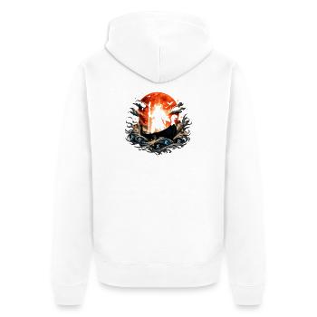 Vikingerschiff im Mondrot - Unisex Premium Bio Zip Hoodie - Weiß - Hinten - Thijin (182cm)