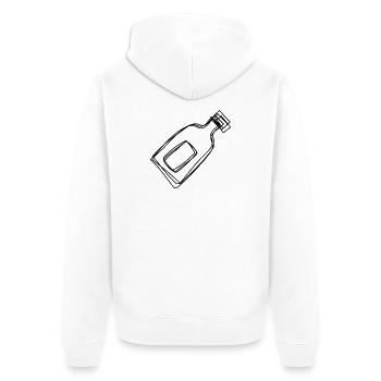 Flaschenpost handgezeichnet - Unisex Premium Bio Zip Hoodie - Weiß - Hinten - Thijin (182cm)