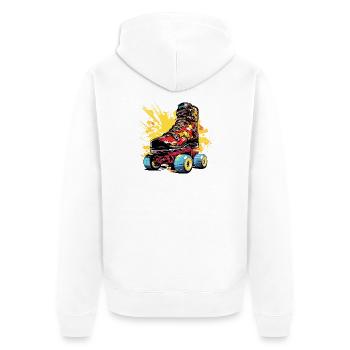 Rollerskates Grafik - Unisex Premium Bio Zip Hoodie - Weiß - Hinten - Thijin (182cm)