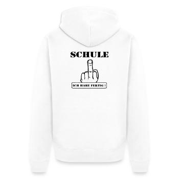 Abschluß Shirt Schule fertig (25) - Unisex Premium Bio Zip Hoodie - Weiß - Hinten - Thijin (182cm)
