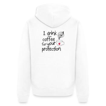 Je bois du café pour votre protection 2c - Veste à capuche bio Premium Unisexe - blanc - Dos - Thijin (182cm)