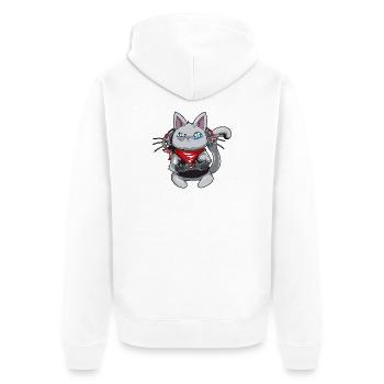 Chat avec un casque - jouer au chat - chat de gamer - Veste à capuche bio Premium Unisexe - blanc - Dos - Thijin (182cm)