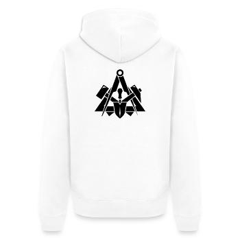 Maurer Zunftzeichen - Unisex Premium Bio Zip Hoodie - Weiß - Hinten - Thijin (182cm)