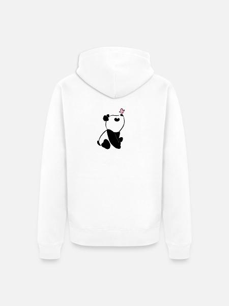 Panda avec papillon – Motif d’animal mignon - Veste à capuche bio Premium Unisexe - blanc